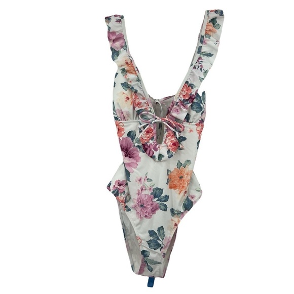 NWT’S Cupshe one piece Floral, Ruffle Pink, White and Orange SZ XL - Picture 4 of 9